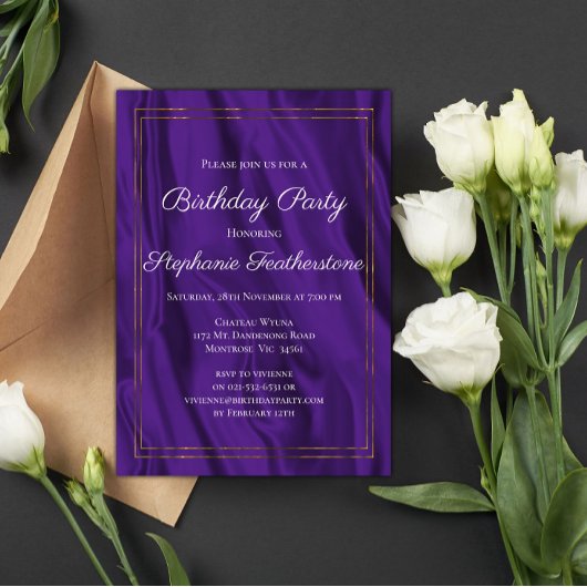 Elegant Paarse Zijderdag Kaart