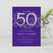 Elegant Paarse zilver 50ste verjaardag Kaart (Staand voorkant)