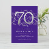 Elegant Paarse zilver 70e verjaardag Kaart (Staand voorkant)