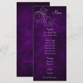 Elegant Paarse Zilveren Bruiloft Menu Rack Kaart (Voorkant / Achterkant)
