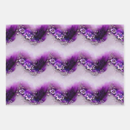 Elegant Paarse zilveren veren veer kerst kralen Inpakpapier Vel