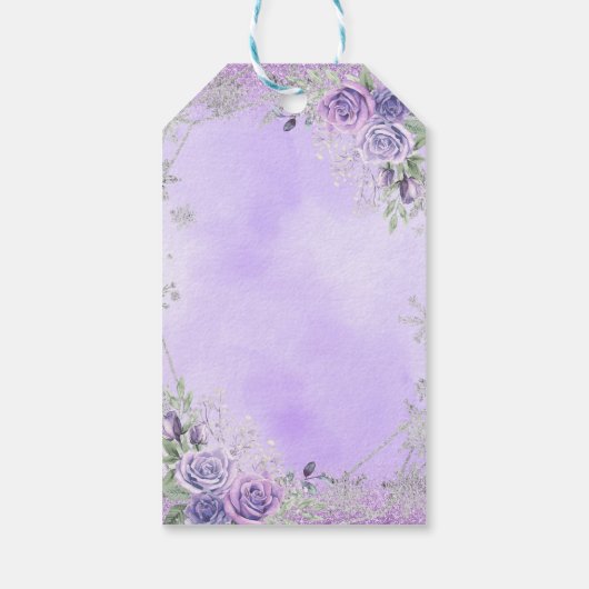 Elegant Paarse zilveren winter quinceañera dank u Cadeaulabel (Achterkant)