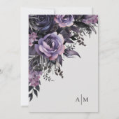 Elegant Paarse zwarte bloemenbruiloft Kaart (Achterkant)