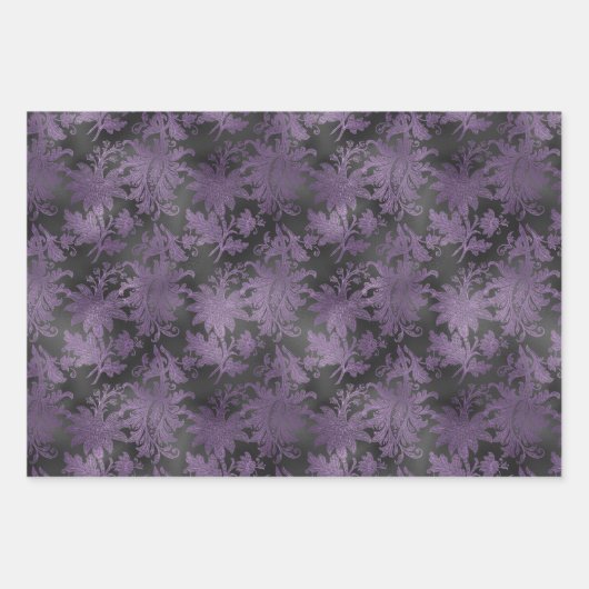 Elegant Paarse zwarte bloemenkool Inpakpapier Vel (Voorkant)