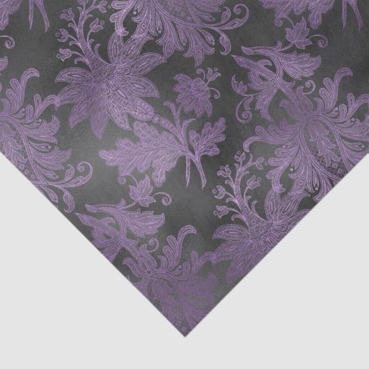 Elegant Paarse zwarte bloemenkool Tissuepapier (Detail)