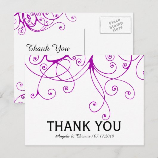 Elegant Paarse zwembroeken bruiloft Dank je Briefkaart (Voorkant / Achterkant)