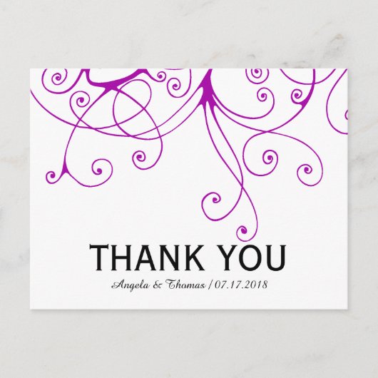 Elegant Paarse zwembroeken bruiloft Dank je Briefkaart (Voorkant)