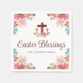 Elegant paasbessen Floral Cross Servet (Voorkant)