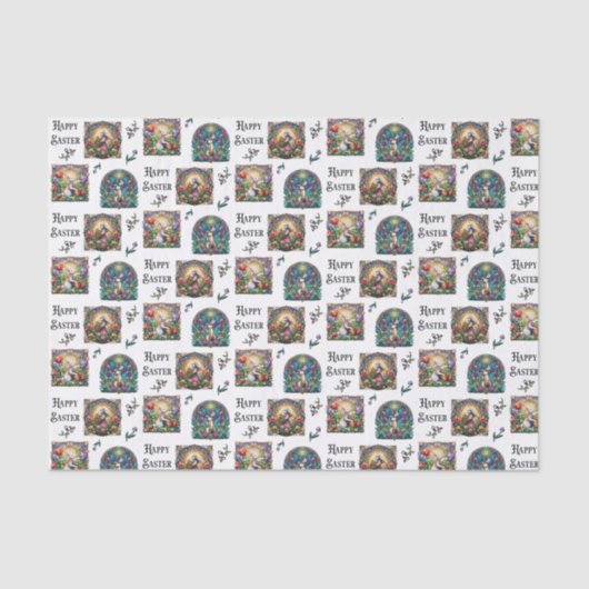 Elegant Paashaas Glas in lood Tissuepapier (Voorkant)