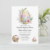 Elegant Paasmaterie Lente Waterverf bruiloft Kaart (Staand voorkant)