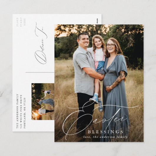 Elegant Paasverslaafden 2 Fotovakantie Feestdagenkaart (Voorkant / Achterkant)