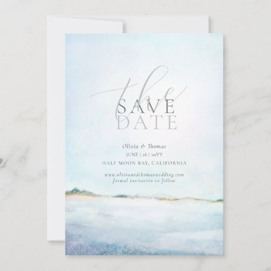 Elegant Painted Beach Wedding Photo Save the Date Kaart (Voorkant)