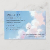 Elegant Painted Blue Sky Puffy Pink Clouds Wedding Informatiekaartje (Voorkant)
