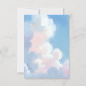 Elegant Painted Blue Sky Puffy Pink Clouds Wedding RSVP Kaartje (Achterkant)