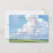 Elegant Painted Blue Sky Puffy Pink Clouds Wedding RSVP Kaartje (Voorkant)