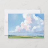 Elegant Painted Blue Sky Puffy Pink Clouds Wedding RSVP Kaartje (Achterkant)
