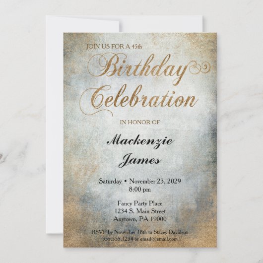 Elegant Painted Copper Birthday Party Invitation Kaart (Voorkant)