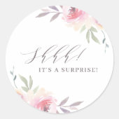 Elegant Painted Floral Surprise Birthday Party Ronde Sticker (Voorkant)