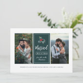 Elegant Painted Holly | Kerstfoto met huwelijk Feestdagenkaart (Staand voorkant)