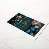 Elegant Painted Holly Two Photo Prettige feestdage Folie Feestdagenkaart (Gedraaid)