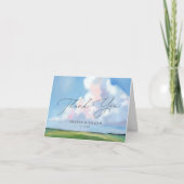 Elegant Painted Landscape Blue Sky Clouds Wedding Bedankkaart (Voorkant)