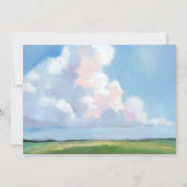 Elegant Painted Landscape Blue Sky Clouds Wedding Kaart (Achterkant)
