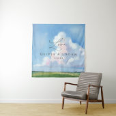 Elegant Painted Landscape Clouds Wedding Backdrop Wandkleed (In situ)