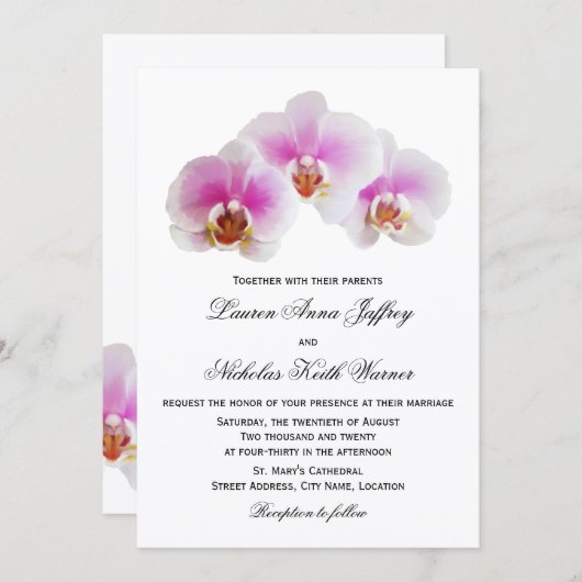 Elegant Painted Orchids Wedding Invitations Kaart (Voorkant / Achterkant)