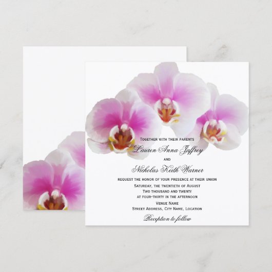 Elegant Painted Orchids Wedding Kaart (Voorkant / Achterkant)