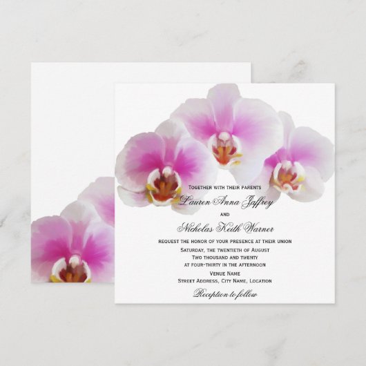 Elegant Painted Orchids Wedding Kaart (Voorkant / Achterkant)