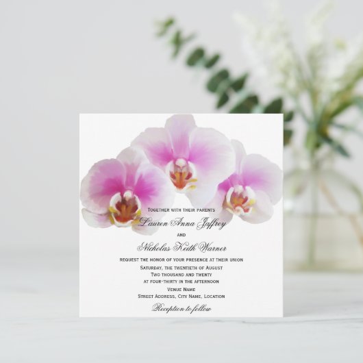 Elegant Painted Orchids Wedding Kaart (Staand voorkant)