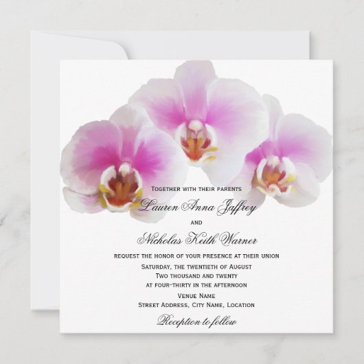 Elegant Painted Orchids Wedding Kaart (Voorkant)