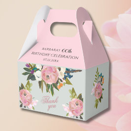 *Elegant Painted Pink Floral 60th birthday favors  Bedankdoosjes
