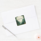 Elegant Painterly Pine Forest Rustic Woodland Vierkante Sticker (Envelop)
