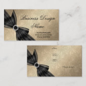 Elegant Paisley Brown Goud Zwart Diamond Bow Visitekaartje (Voorkant / Achterkant)