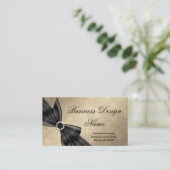 Elegant Paisley Brown Goud Zwart Diamond Bow Visitekaartje (Staand voorkant)