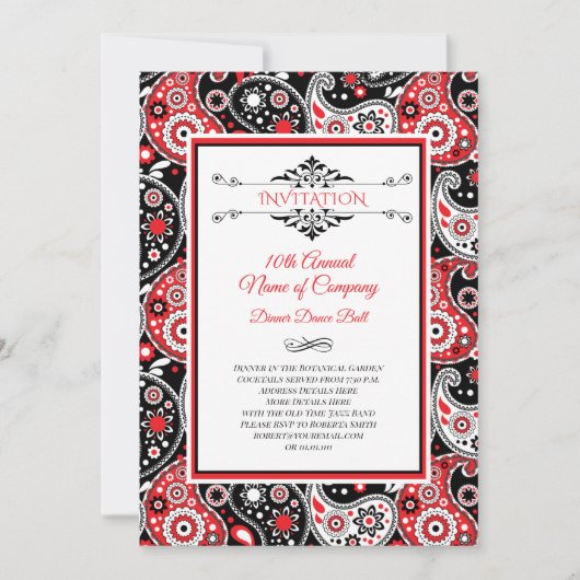 Elegant Paisley Country Western Style Party Kaart (Voorkant)