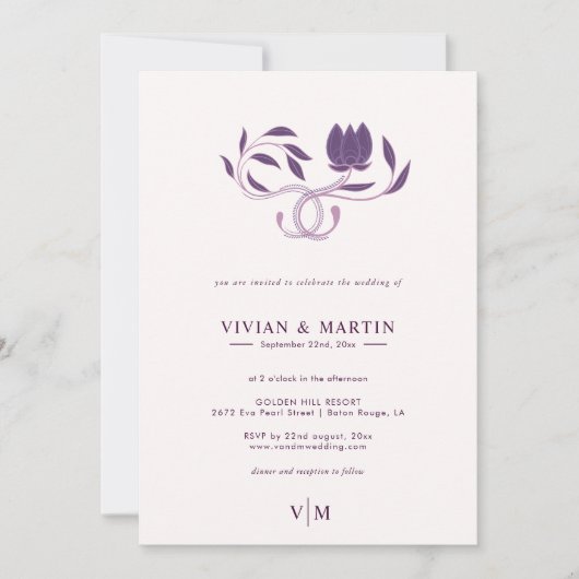 Elegant Paisley Fated Floral Wedding Kaart (Voorkant)