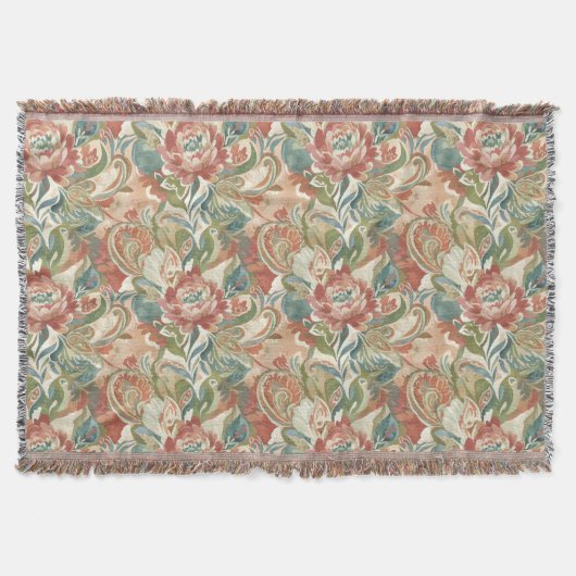 Elegant Paisley Floral Pattern Throw Blanket Deken (Voorkant)