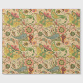 Elegant Paisley Flower Wrapping Paper Cadeaupapier (Vlak)