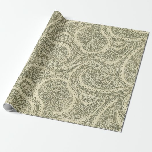Elegant Paisley ingewikkeld zwart-wit Cadeaupapier (Uitgerold)