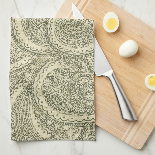 Elegant Paisley  ingewikkeld zwart-wit Theedoek (Quarter Fold)