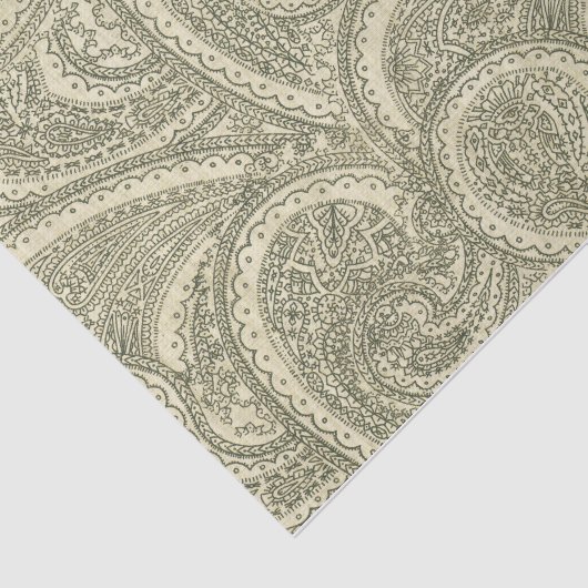 Elegant Paisley  ingewikkeld zwart-wit Tissuepapier (Detail)