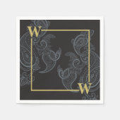 Elegant Paisley Monogram Initiaal Servet (Voorkant)