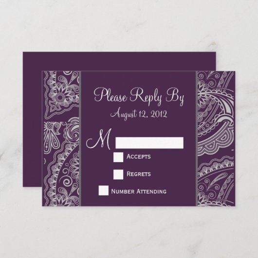 Elegant Paisley RSVP voor huwelijksuitnodigingen (Voorkant / Achterkant)