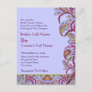Elegant Paisley Wedding Invitation Uitnodiging Briefkaart