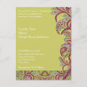 Elegant  Paisley Wedding Invitation Uitnodiging Briefkaart