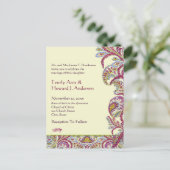 Elegant  Paisley Wedding Invitation Uitnodiging Briefkaart (Staand voorkant)
