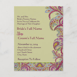 Elegant Paisley Wedding Invitation Uitnodiging Briefkaart