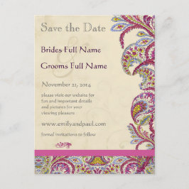 Elegant  Paisley Wedding Save the Date Aankondigingskaart